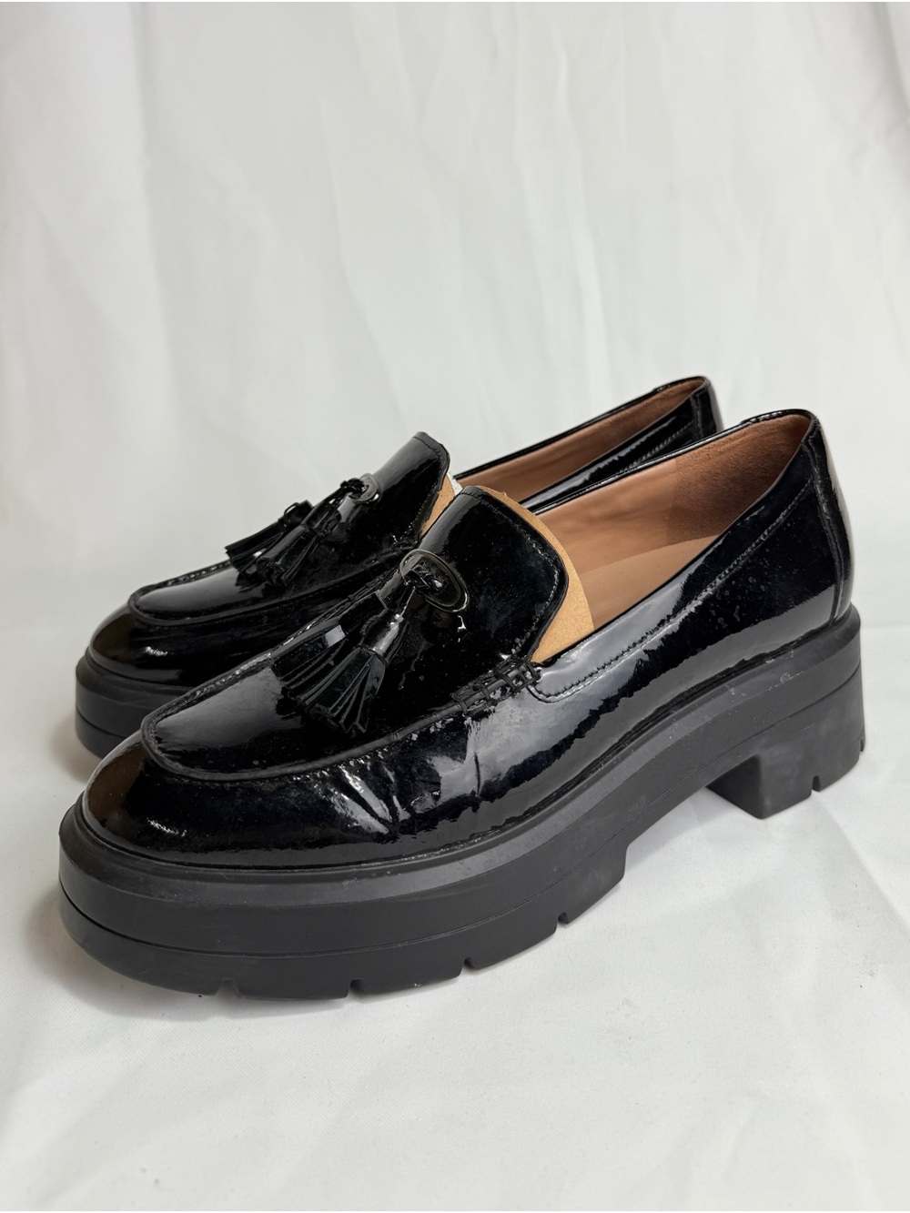 Naturalizer Women's Nieves Black Patent With Tassel Detail Loafers Size 8.5